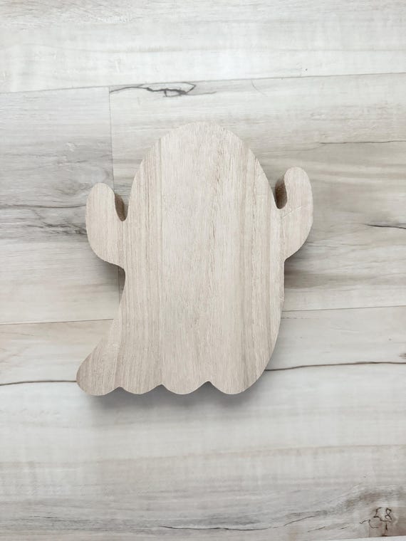 Natural Wood Ghost - Halloween Decor, Kids Craft - 7.25" x 6.25"