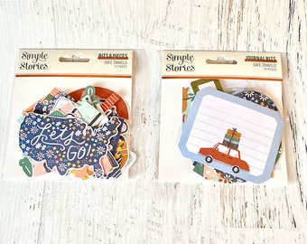 Simple Stories Safe Travels Bits & Pcs (71 pcs) or Journal Bits (39 pcs), planner, scrapbooking, card making, paper crafting, art journaling