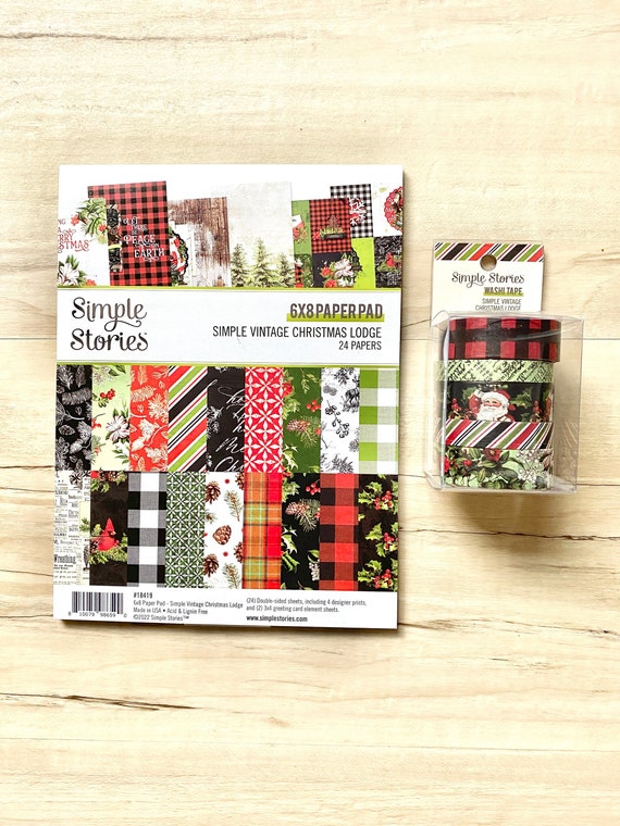Simple Stories Simple Vintage Christmas Lodge, 6X8" Paper Pad or Washi Tape, scrapbooking, paper crafting, card making, holiday, winter