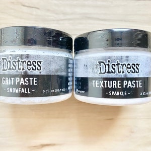 Pasta texturizada Tim Holtz Distress Sparkle (mate) o pasta Snowfall Grit (mate translúcida), 3 oz, manualidades con papel, técnicas mixtas, diario