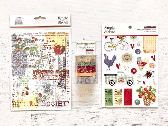 Simple Stories Simple Vintage Berry Fields Rub-Ons, Sticker Book, or Washi Tape, scrapbooking, paper crafting, card making, art journaling