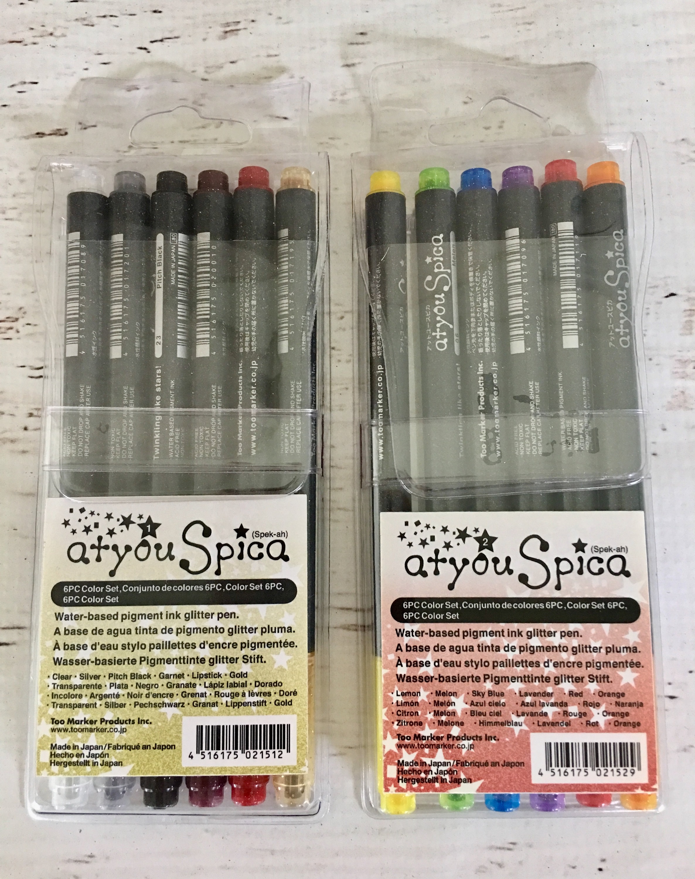 Copic Atyou Spica Glitter Pen Set (6 Pens) Sparkling Pen, Card