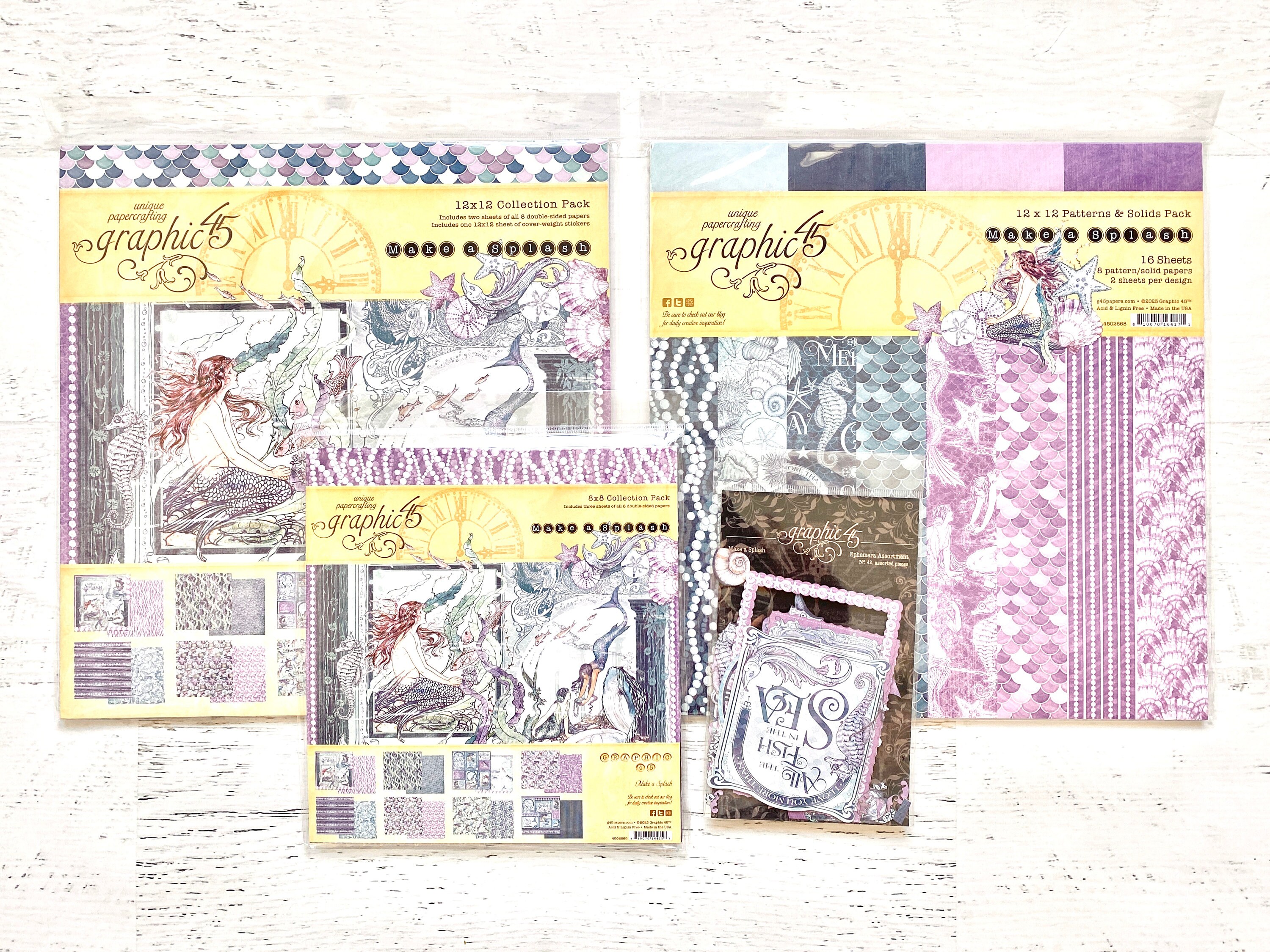 Graphic 45 - Make A Splash Collection - 12 x 12 Patterns and Solids Paper  Pack