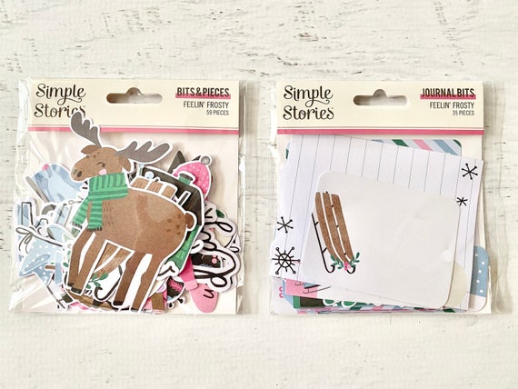 Simple Stories Feelin' Frosty Bits/pcs(59 pc) or Journal Bits (35 pc), planners, paper crafting, card making, art journaling, collage