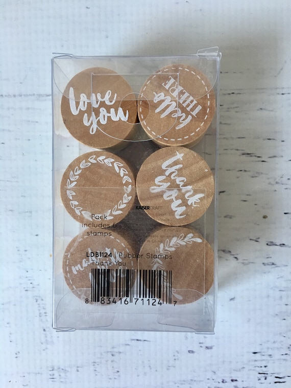 KaiserCraft Lucky Dip Thank You stamp set, 6 individual stamps for card making, scrapbooking, paper crafting, art journaling, envelope seal