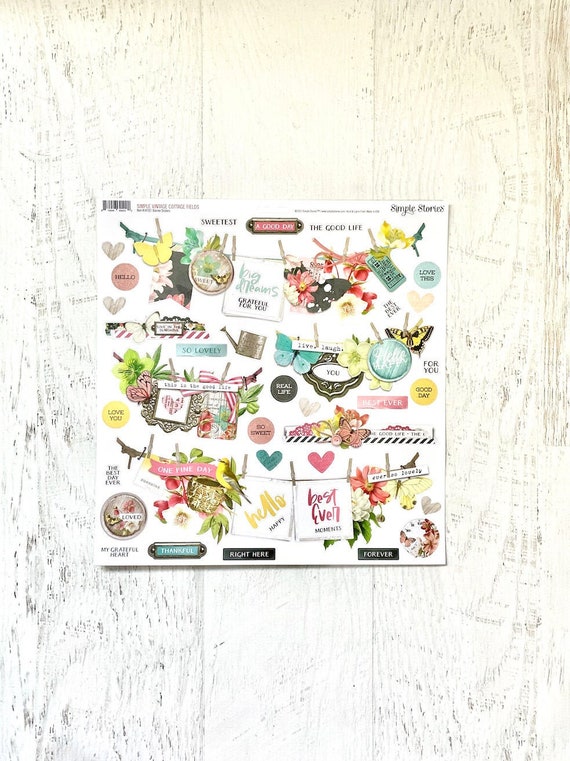 Simple Stories Simple Vintage Cottage Fields Banner Stickers, 12 X 12 sticker sheet, paper crafting, card making, scrapbooking, planner