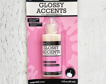 Ranger Glossy Accents, 2 oz., dimensional medium, scrapbooking, card making, mixed media, paper crafting, adhesive, clear