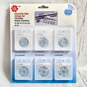 Carl Decorative Edge 6-Messenset met 6 Decorative Edge Blades, voor RT200,215,218 en CC10, snijden bij knutselen, spaanplaat, kaarten maken