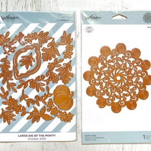 Spellbinders Swirly Doily (1 pc) or Fall Flora (17 pc) die, thanksgiving christmas holiday,  scrapbook, card making, paper crafting, table