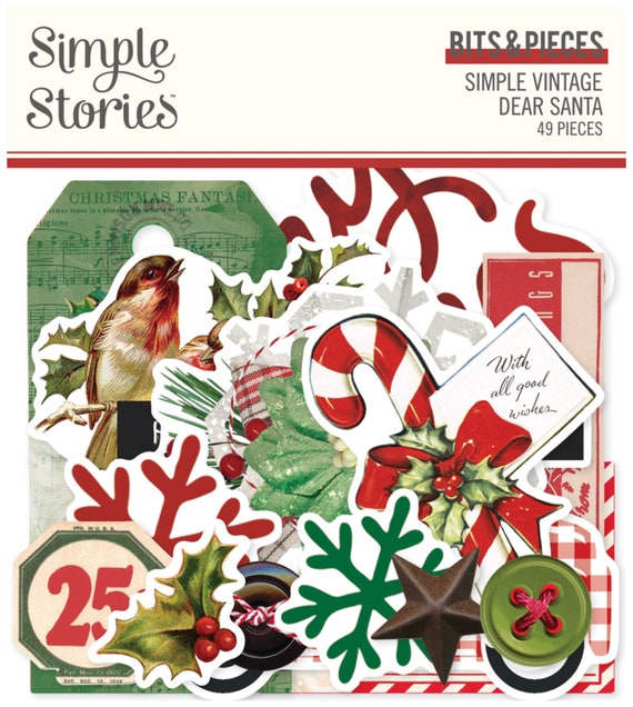 Simple Stories Simple Vintage Dear Santa Bits/pcs (49 pc), paper crafting, cards, journaling