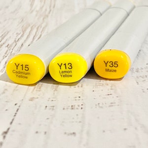 Copic Sketch Markers, set of 3 Yellow colors, alcohol ink markers, medium broad nib and superbrush nibs, for drawing, coloring, blending