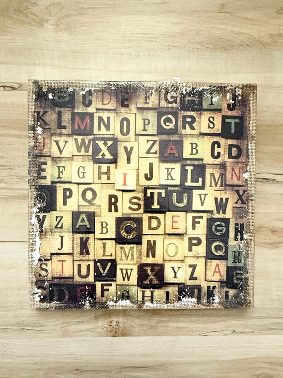Tim Holtz District Market Burlap Panel, Ranger, 12X12 canvas for mixed media, altered art, wall art, scrapbooking, assemblage,