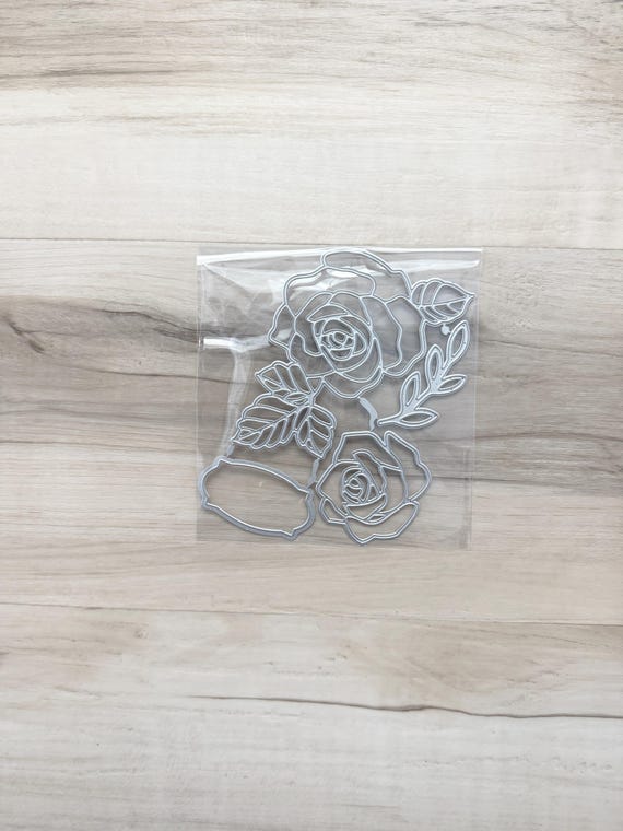 Roses, leaves, & Frame, thin metal dies, unbranded, 5, card making, paper crafting,  journaling, mixed media, floral, stems, foliage