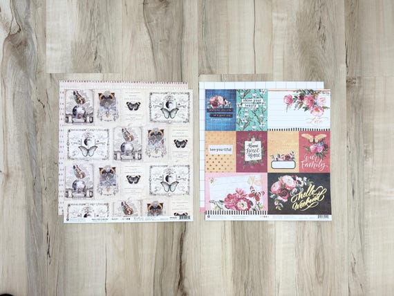 Prima Butterflies/Flowers cut-apart Elements 12x12 Papers, 4 double-sided sheets, 2 ea/2 designs, paper crafting