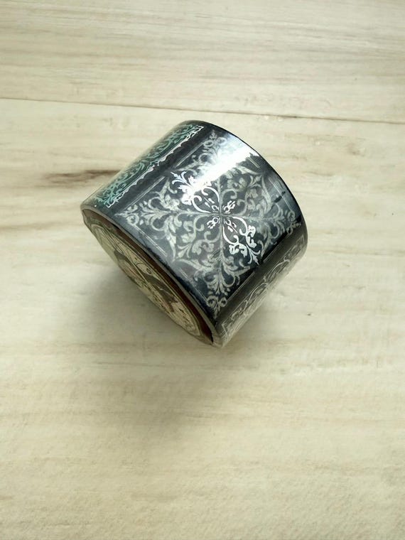 Gothic Foil Washi Tape by CoraCreaCrafts, 1.18" x 16.4 ft, dark blue & silver