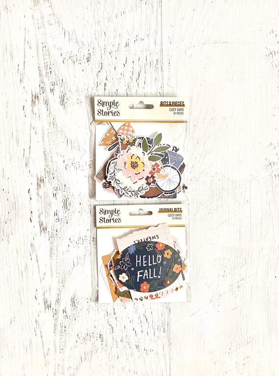 Simple Stories Cozy Days Bits & Pieces (65 pcs) or Journal Bits (39 pcs), planners, scrapbooking, card making, paper craft, art journaling