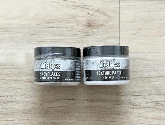 Tim Holtz Distress Twinkle Texture Paste or Snowflakes Glitter and Mica Flakes, 3 oz,  paper crafting, mixed media, journaling