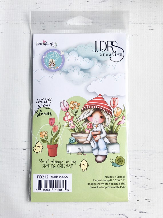 Polkadoodles Stamp Spring Chicken by LDRS Creative, 7 stamps- largest- 3.5 X 3.7" clear, card making, paper crafting, scrapbooking, stamping
