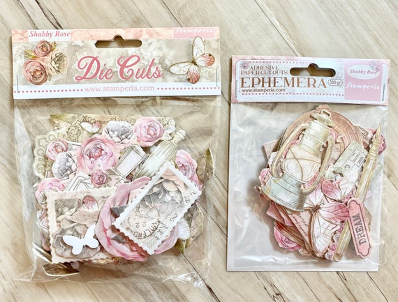 Stamperia Shabby Rose Die Cuts (42 pc) or Adhesive Ephemera (32 pc), card making, paper crafting, scrapbooking, art journaling, pink floral