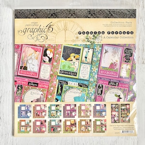 Graphic 45 Fashion Forward Calendar Collection-12X12 paper, 2 shts ea of 12 designs, double-sided, scrapbooking, paper crafting, card making