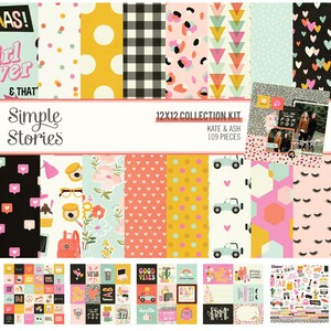 Simple Stories Kate & Ash Collection Kit para Scrapbooking, Cardmaking, Art Journaling, planificadores, páginas de bolsillo, cartas de bolsillo, artesanía en papel