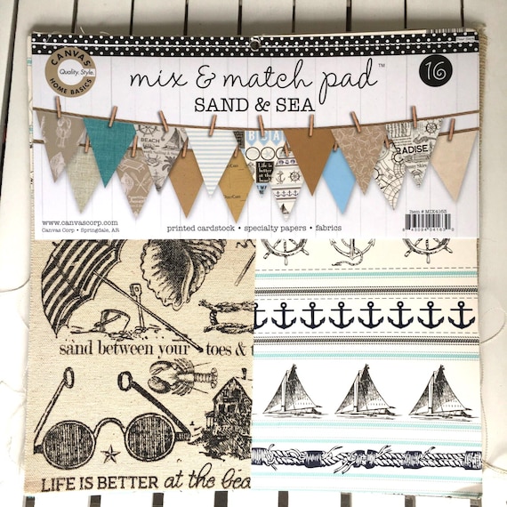 Canvas Corp. Sand and Sea 12X12 paper/fabric, 16 pages, scrapbooking,journaling, mixed media