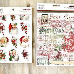 Simple Stories Simple Vintage Dear Santa Sticker Book or Rub Ons, Christmas/holiday paper crafting, card making, scrapbooking, art journal