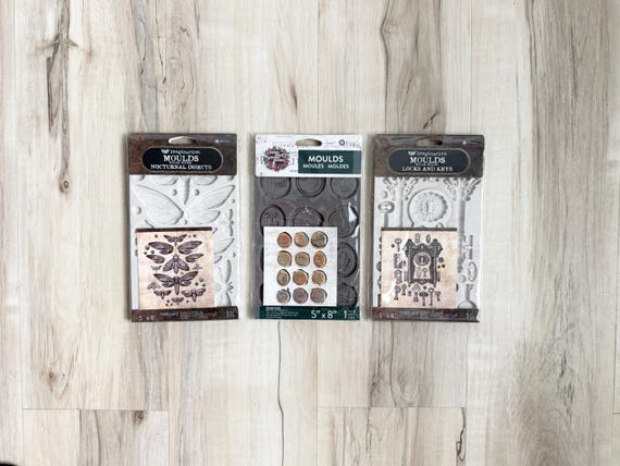 Prima Silicone Moulds,  Food Safe Molds, Nocturnal Insects, From the North Pole or Locks And Keys, 5x8"x8mm, 3D Mixed Media