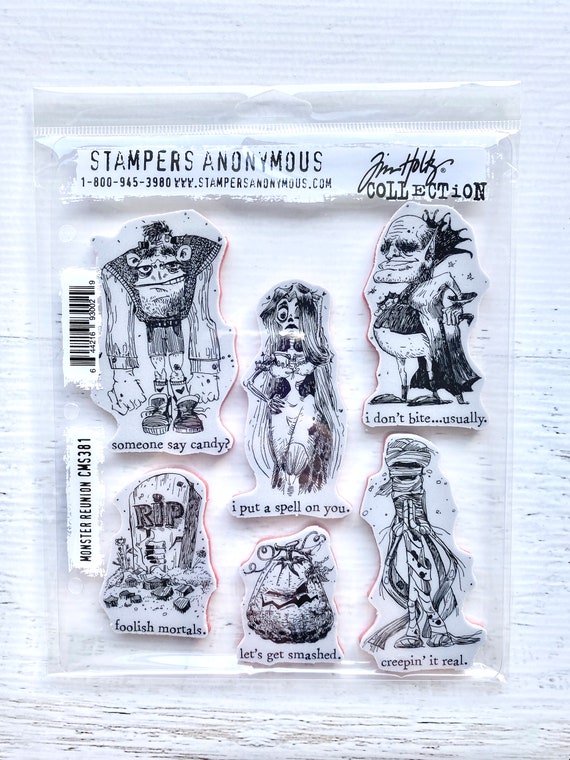 Tim Holtz スタンプ まとめ売り Tim Holtz Stampers Anonymous Cling Stamp Set, Monster Reunion, Art