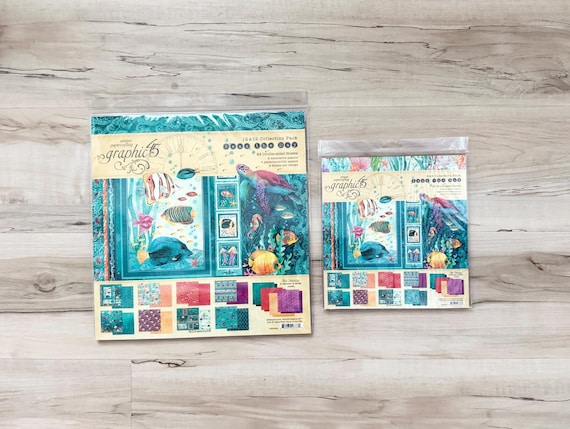Graphic 45 Seas the Day Collection Packs, 8x8 or 12x12, 24 dbl-side shts, paper craft, patterns & solids inc, scrapbook, card making