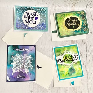 Tarjetas de celebración/cumpleaños, paquete de 4, envía algo de alegría, regalos, mejores deseos, abrazos, feliz cumpleaños, solo para ti, interior en blanco con sobre
