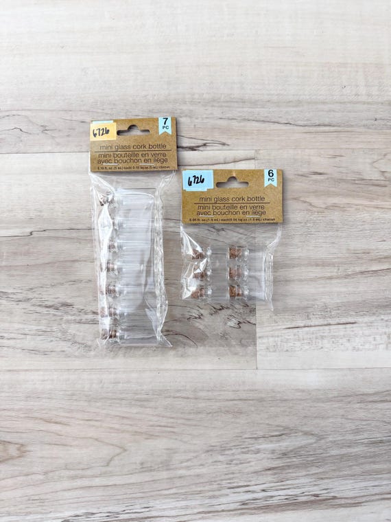 Greenbrier Mini Glass Corked bottles, 5  ml or 1.5 ml, embellishments, paper crafting, scrapbooking, mixed media, collage, art assemblage