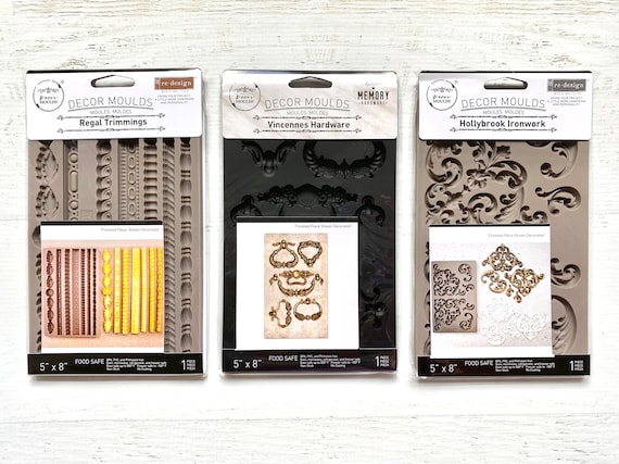 Prima Re-Design Decor Moulds, Silicone Mold, Food Safe, Regal Trimmings, Hollybrook Ironwork or Vincennes Hardware, 5x8"x8mm, 3D Mixed Media