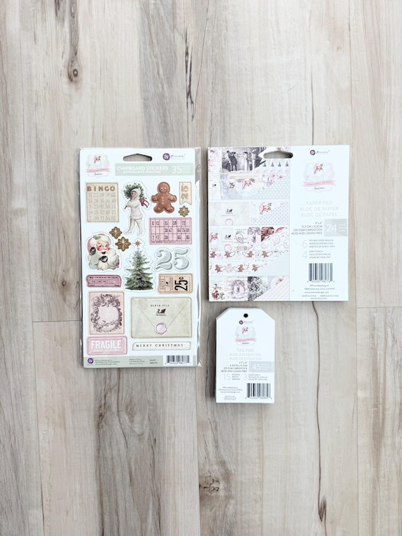 Prima Christmas Market Journaling Cards, 6x6 pad, or Chipboard Stickers, card making, paper crafting
