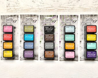 Tim Holtz Distress Mini Archival Ink Pad sets, Kit #1,2,3,4or 5 stamping, card making, paper crafting, scrapbook, mixed media, altered art