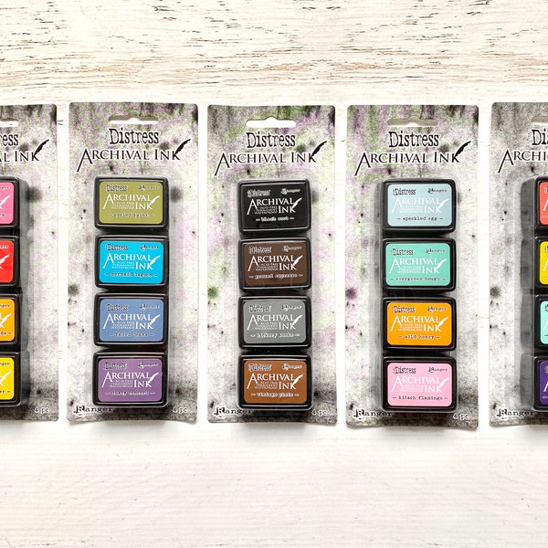 Tim Holtz Distress Mini Archival Ink Pad sets, Kit #1,2,3,4or 5 stamping, card making, paper crafting, scrapbook, mixed media, altered art