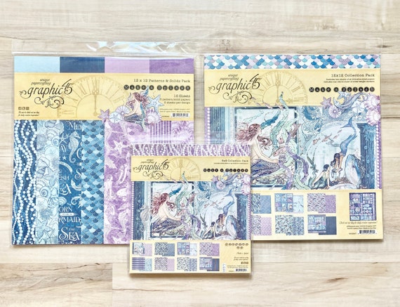Graphic 45 Make A Splash 12x12 or 8x8 Collection Pk, 12x12 Patterns/Solids Kit, scrapbooking, card making, paper crafting, mermaid, beach