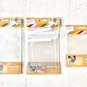 Simple Stories Photo Flips, Variety Pack (4-4x6, 4-4x4, 4-3x4), 4x6er Pack oder 4x4er Pack, 12/Pkg, mit Klebestreifen zum Befestigen auf Seite, Papier