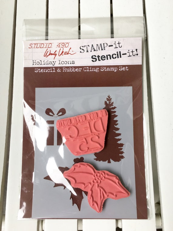 Stampers Anonymous Studio 490 Wendy Vecchi Holiday Icons Stencil & Rubber Cling Stamp Set, card making, paper crafting, Christmas, holiday