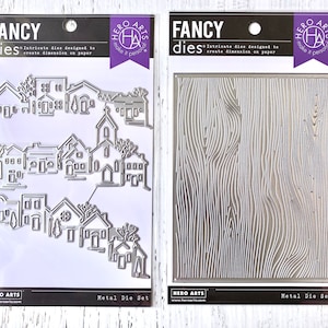 Hero Arts Rahmen, Dreifach gesägt, Dorf oder Woodgrain Fancy Dies, Journaling, Kartenherstellung, Scrapbooking, Papierherstellung, Winter, Herbst