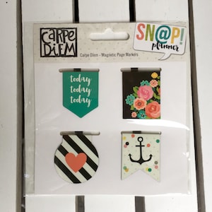 Marcadores de páginas magnéticos Carpe Diem de Simple Stories, producto Snap para planificadores A5 o mini, para álbumes de recortes y fabricación de tarjetas