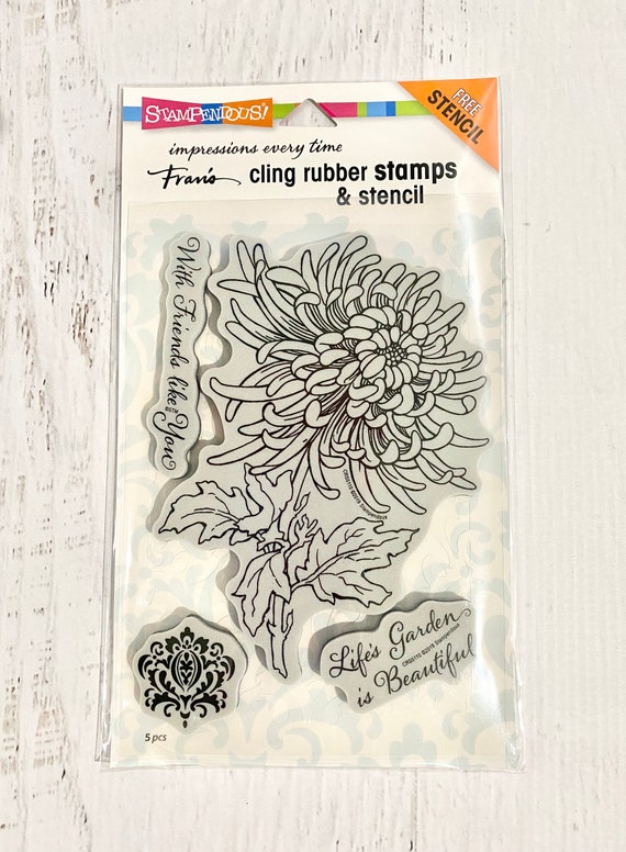 Stampendous Stamp and Stencil set, by Fran Seiford, Garden Mum (CRS5110), stamping, card making, scrapbooking, mixed media, paper crafting