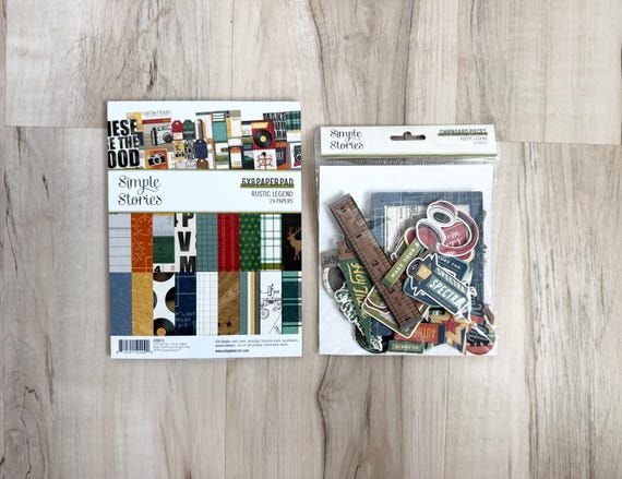 Simple Stories Rustic Legend, 6X8 paper pad or Chipboard Pieces, paper crafting, card making