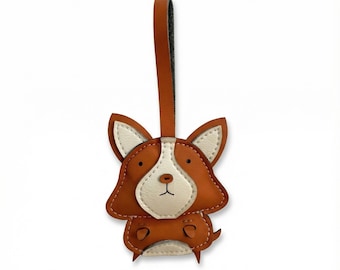 Leather Corgi Dog Bag Charm – Handcrafted Purse Accessory Made in Vietnam