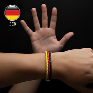 GER  flag colors braided multi-strand leather bracelet.