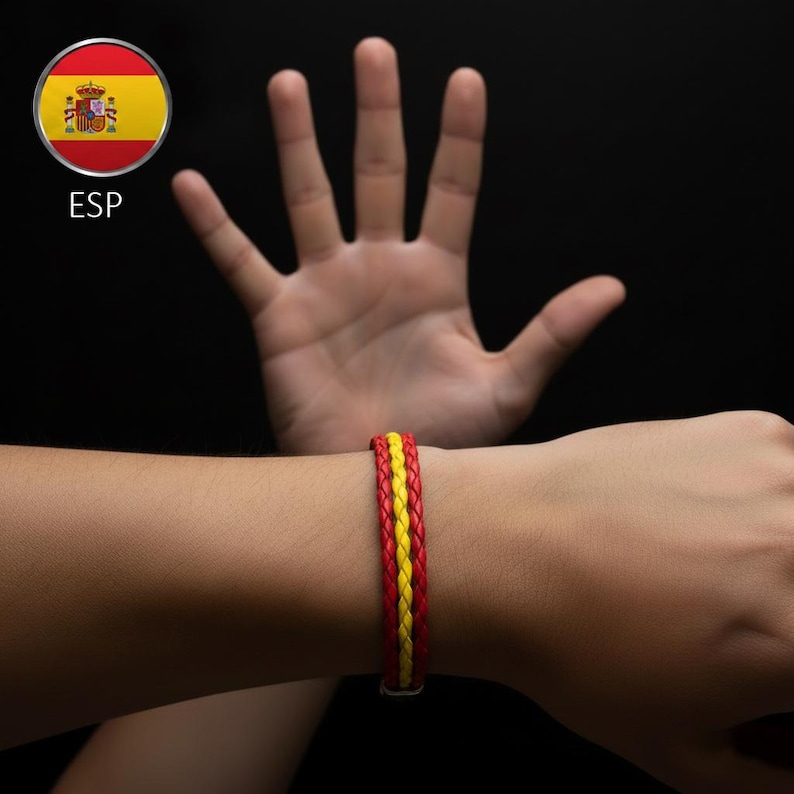 ESP flag colors braided multi-strand leather bracelet.