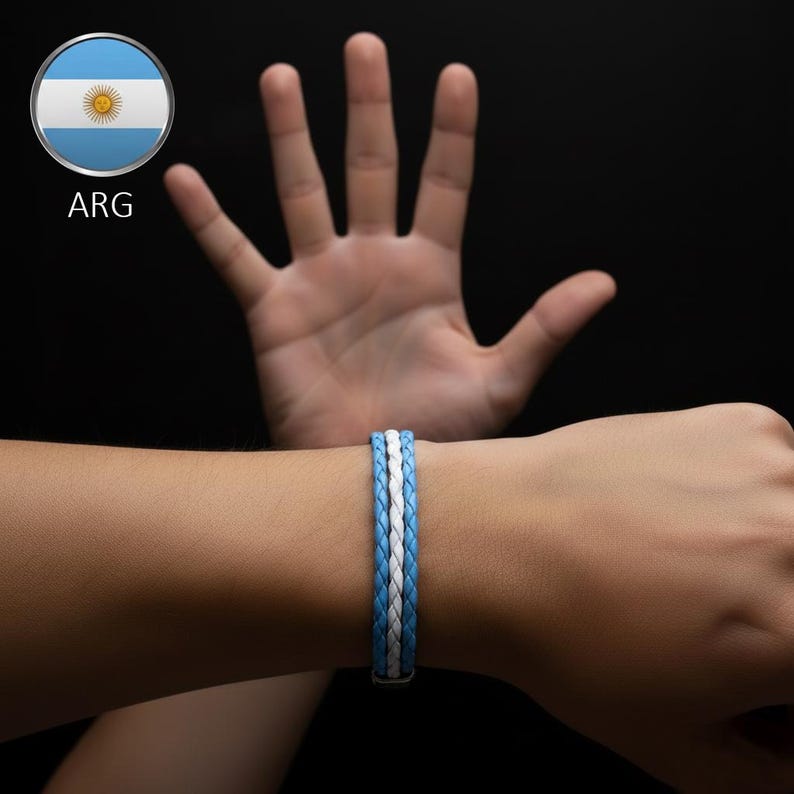 ARG  flag colors braided multi-strand leather bracelet.
