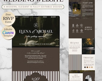Old Money Vintage Wedding Website Template, Luxury Old money Wedding Site,  Canva Editable Wedding Website with RSVP, Digital download