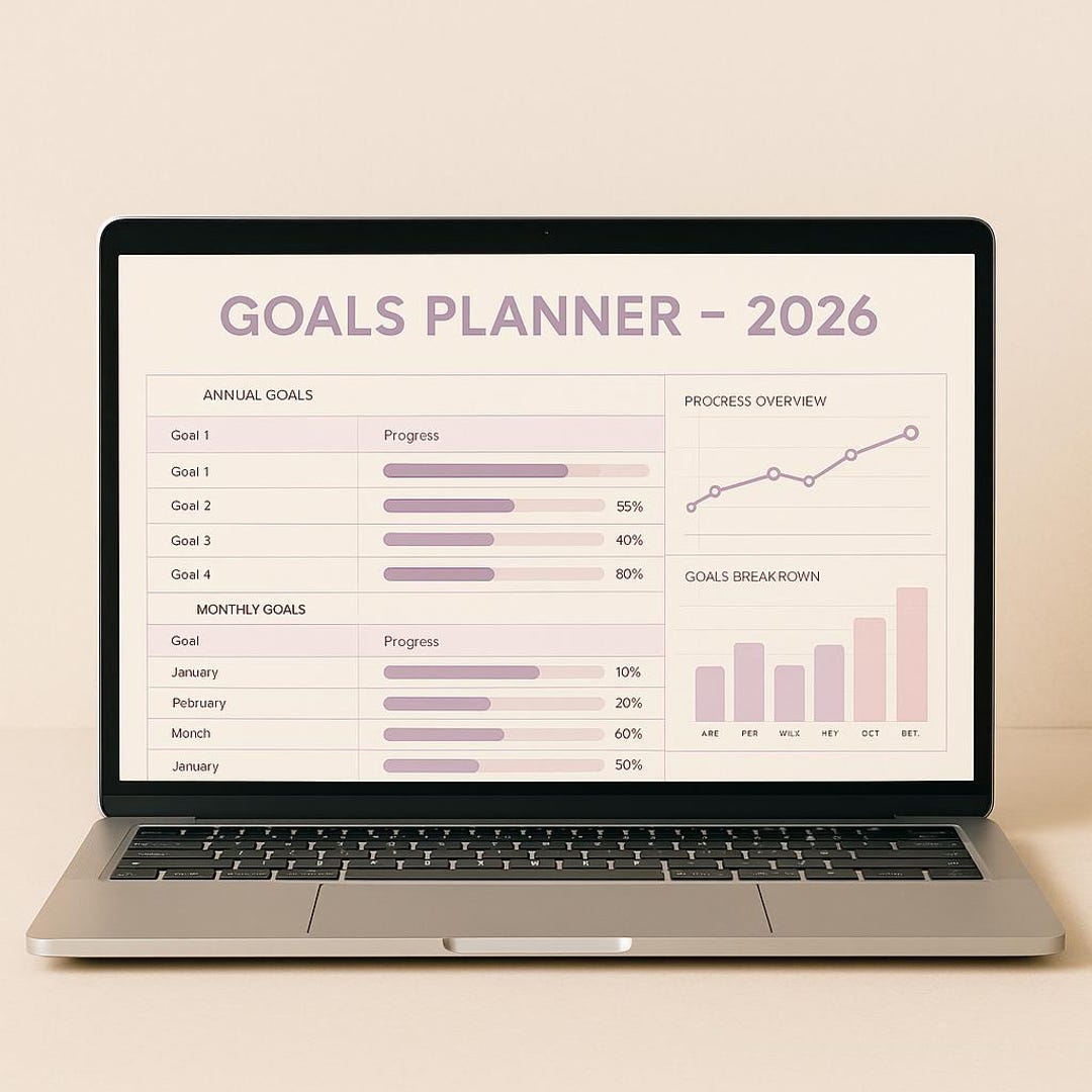 2026 Goals Planner | Pastel Excel Budget & Habit Tracker (digital) - Etsy
