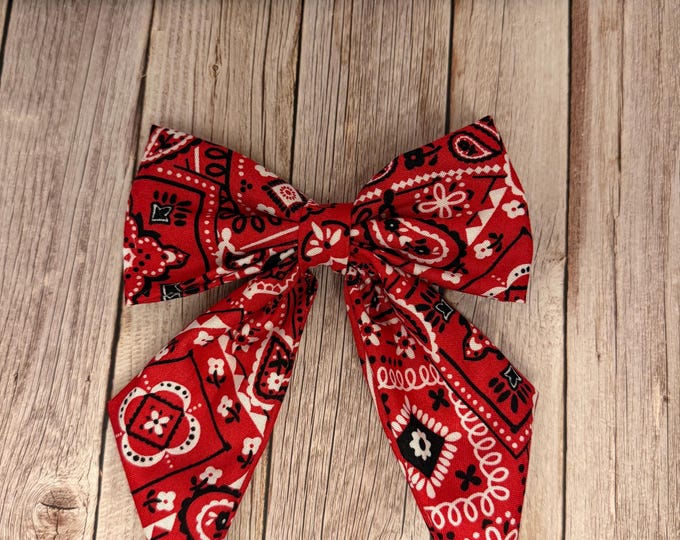 Featured listing image: Red Bandana Bow Set | Western Cowgirl Hair Accessories